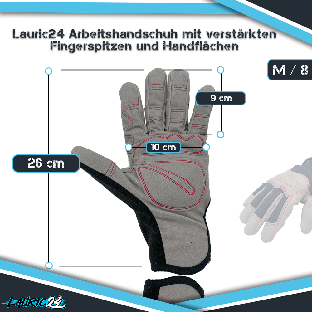 Arbeitshandschuhe Verstärkte Handflächen und Fingerspitzen - Grau Blau M / 8