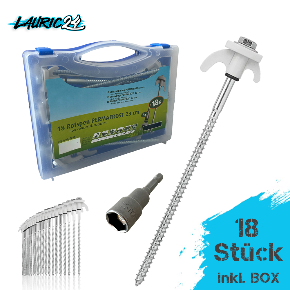 Zelt-Heringe 18 Stück inkl. Box und Bit
