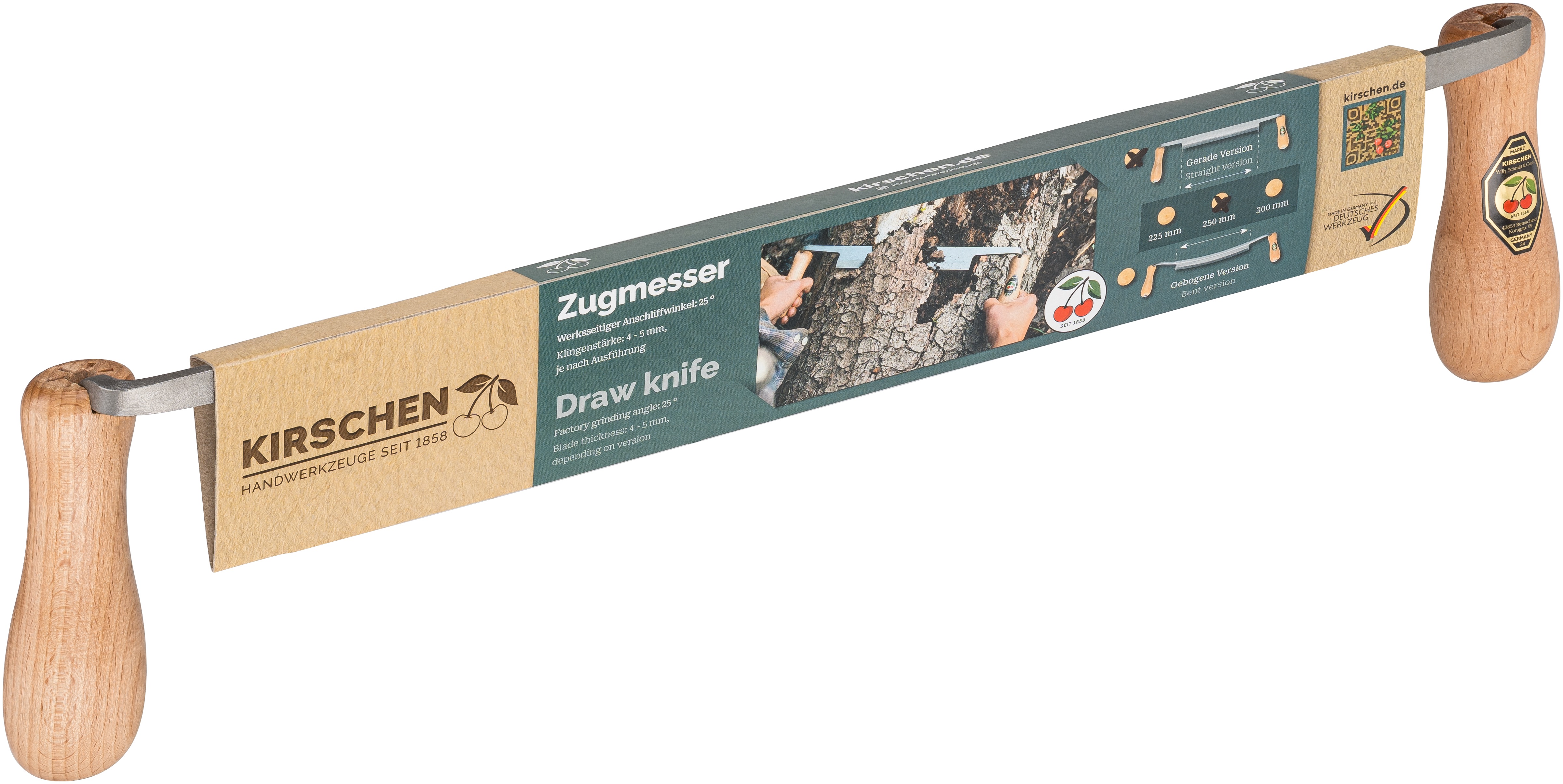 Zugmesser mit Rotbuchenheft, gerade, 300 mm
