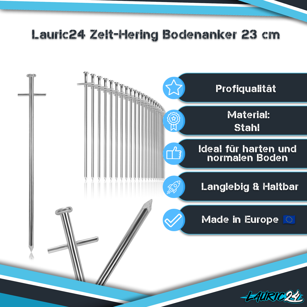 Zelt-Hering aus Stahl 23 cm 24 Stück