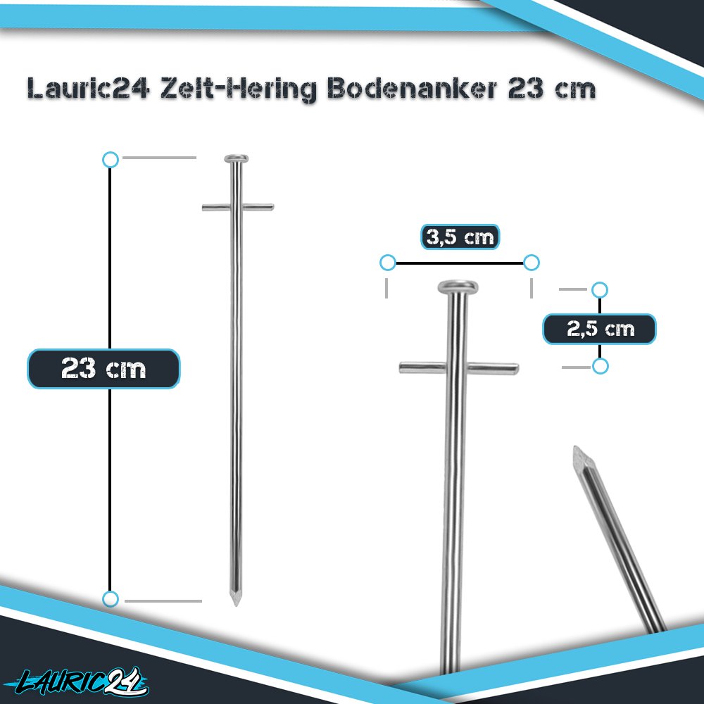 Zelt-Hering aus Stahl 23 cm 24 Stück