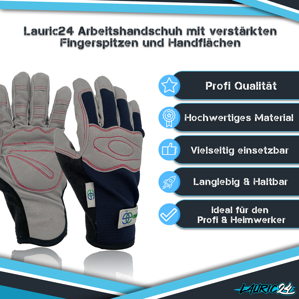 Arbeitshandschuhe Verstärkte Handflächen und Fingerspitzen - Grau Blau M / 8