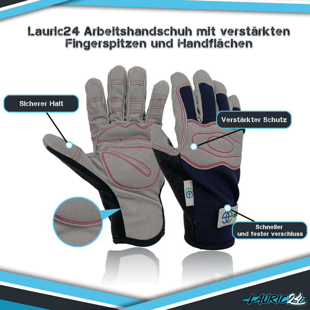 Arbeitshandschuhe Verstärkte Handflächen und Fingerspitzen - Grau Blau