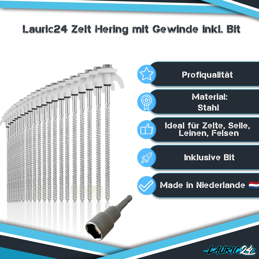 Zelt-Heringe 18 Stück inkl. Box und Bit