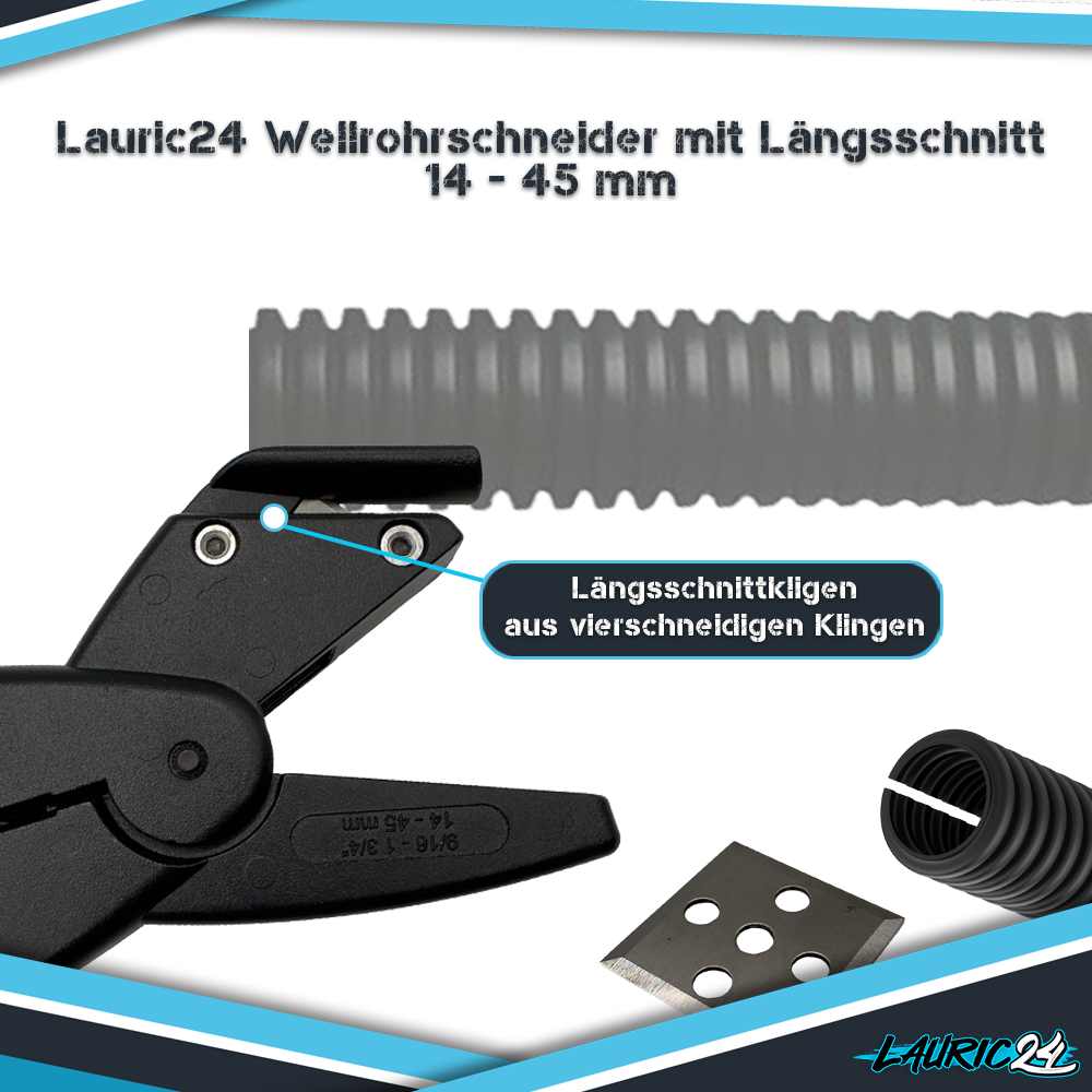 Wellrohrschneider mit Längsschnitt 14 - 45 mm