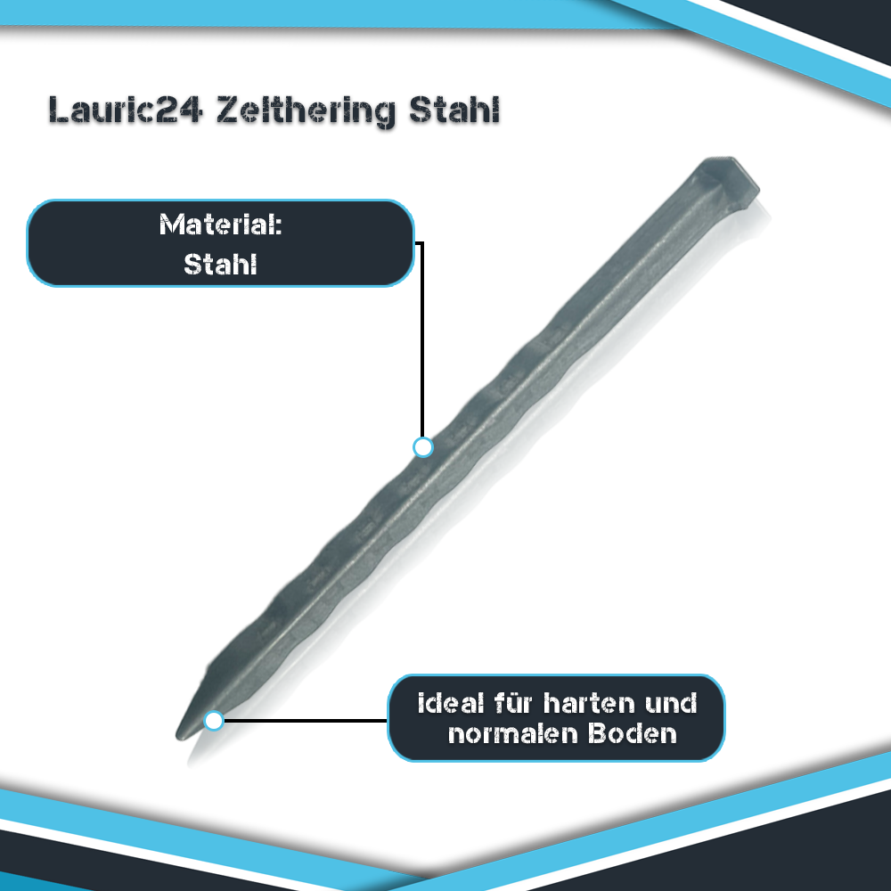 Zelt-Heringe aus Stahl - 18,5 cm - 24 cm 24 cm-6 Stück
