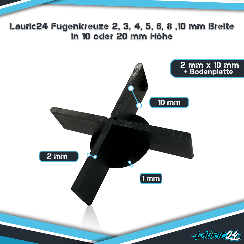 Fugenkreuze 2 mm x 10 mm + Bodenplatte - 100 Stück