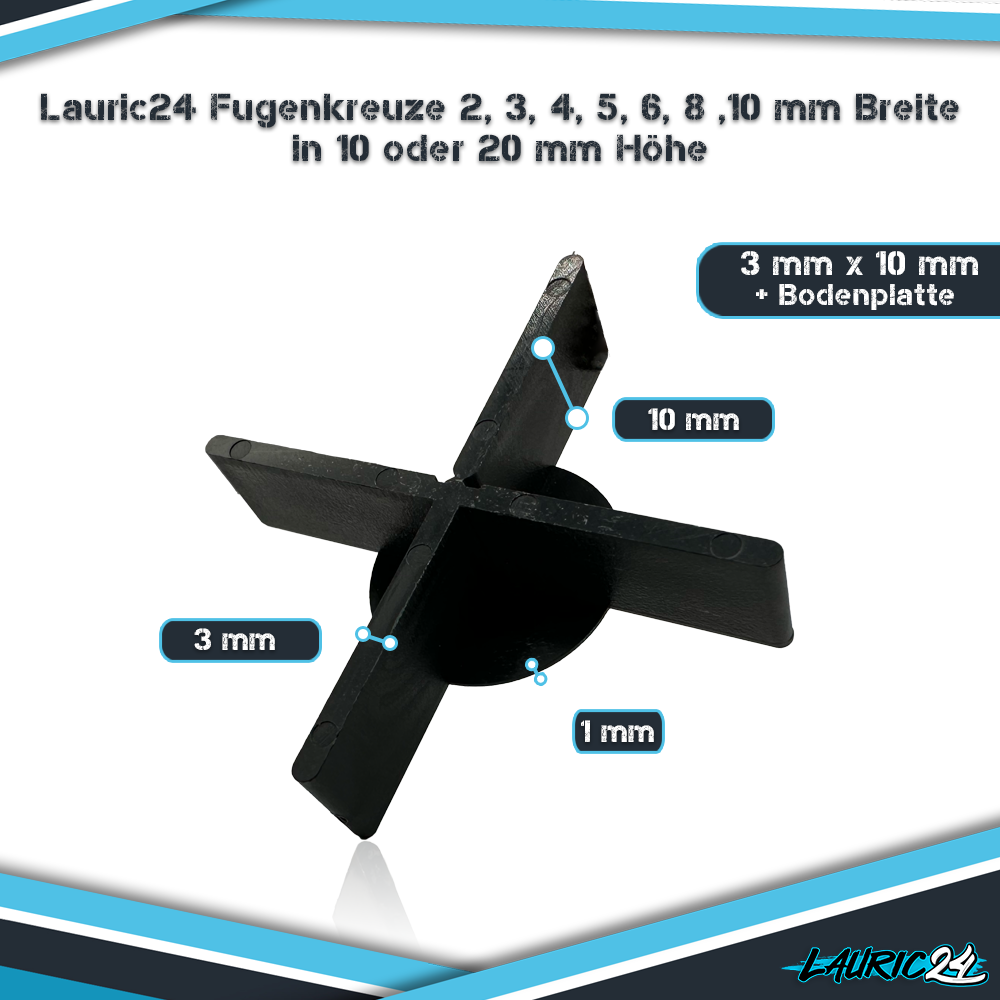 Fugenkreuze 3 mm x 10 mm + Bodenplatte - 1000 Stück